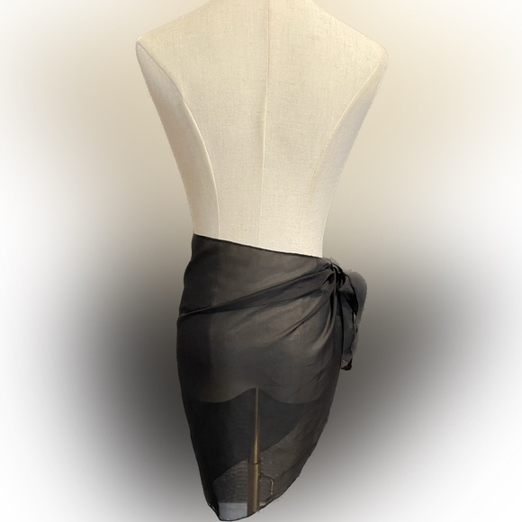 Sarong Black Women Beach Cover Up Sheer Chiffon - Picture 2 of 4